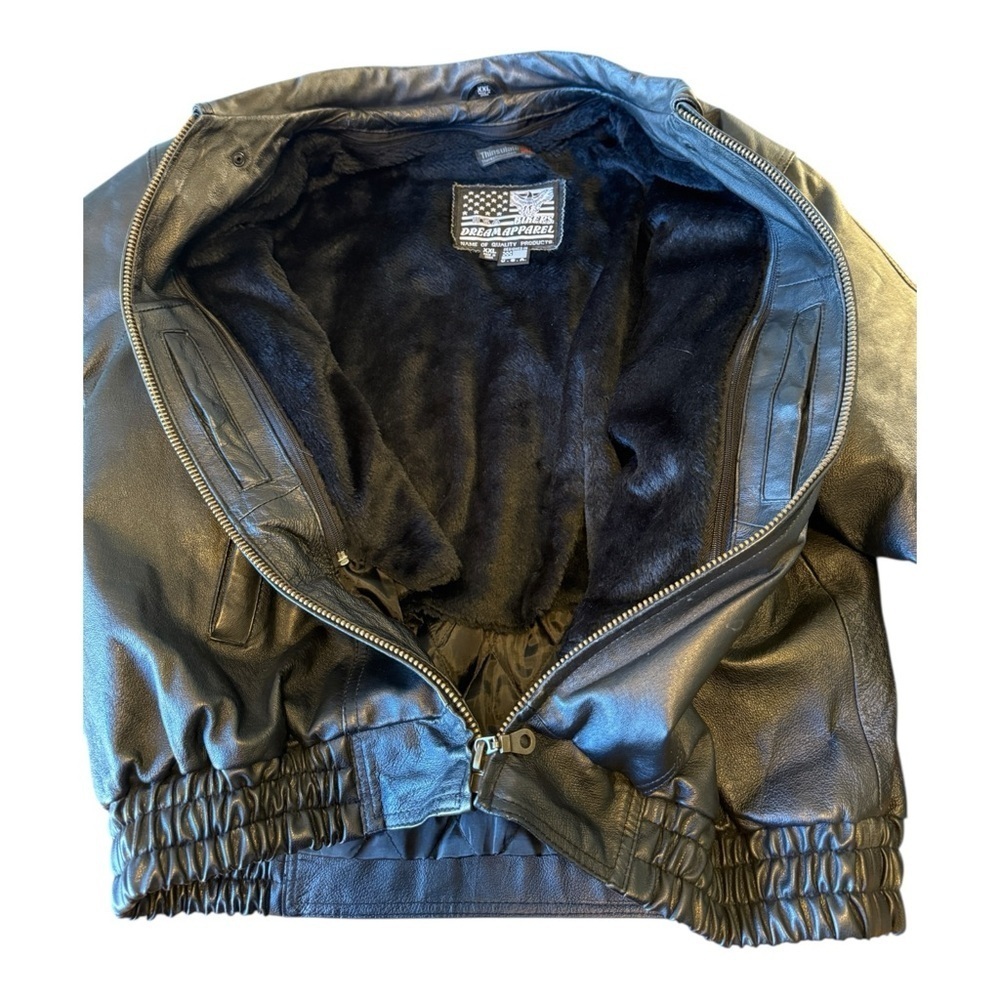 USA Bikers Dream Apparel Mens Size 2X Black Leather Motorcycle Jacket Thinsulate - Picture 10 of 16